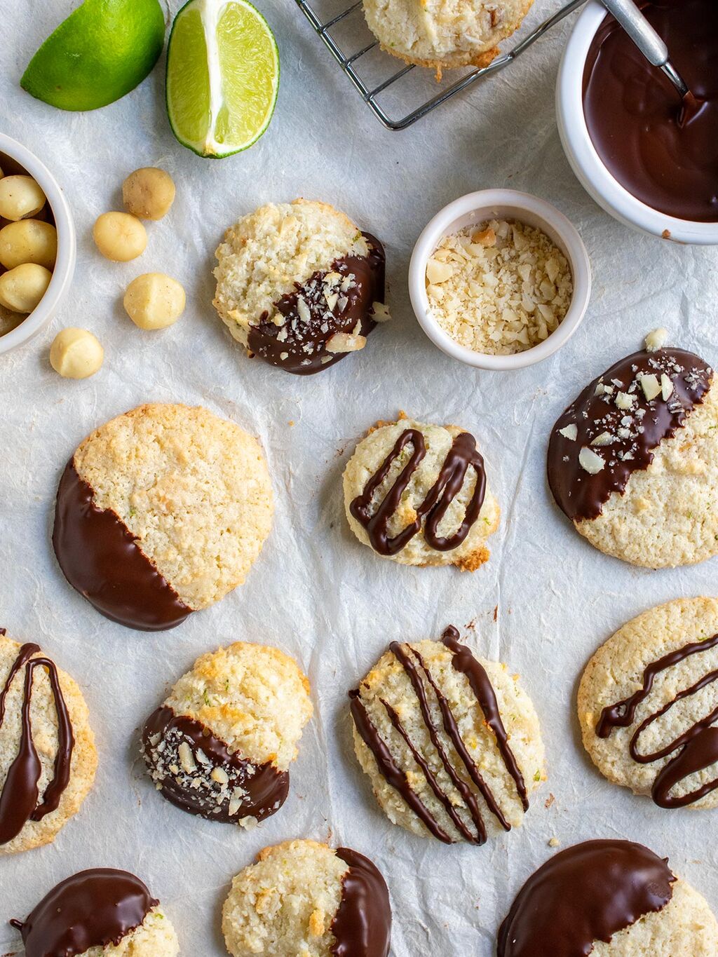 Dairy Free Macaroons with Macadamia Nuts, Lime and Chocolate