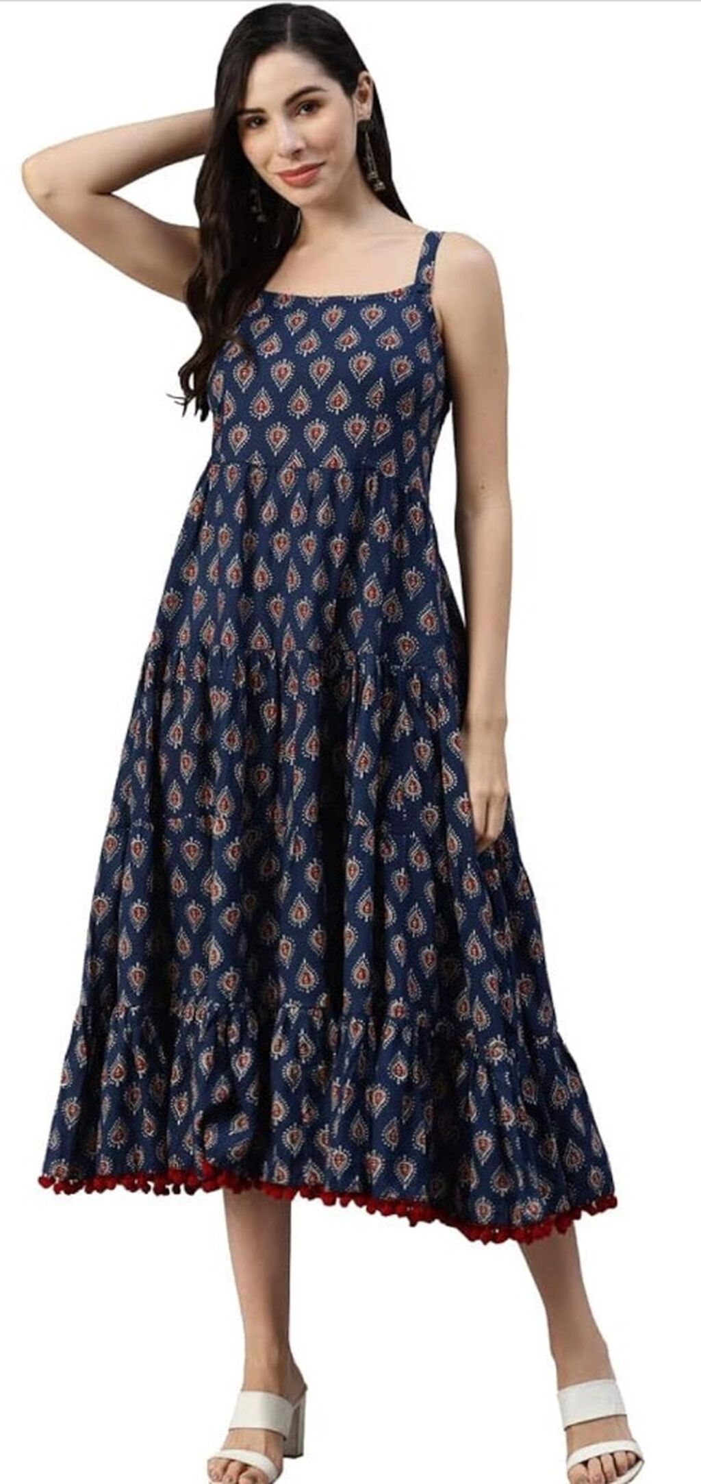 Divena Navy Blue Buti Printed 