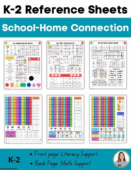 K-2 Reference Sheets Literacy and Math, School-Home Connection, Helper Sheet