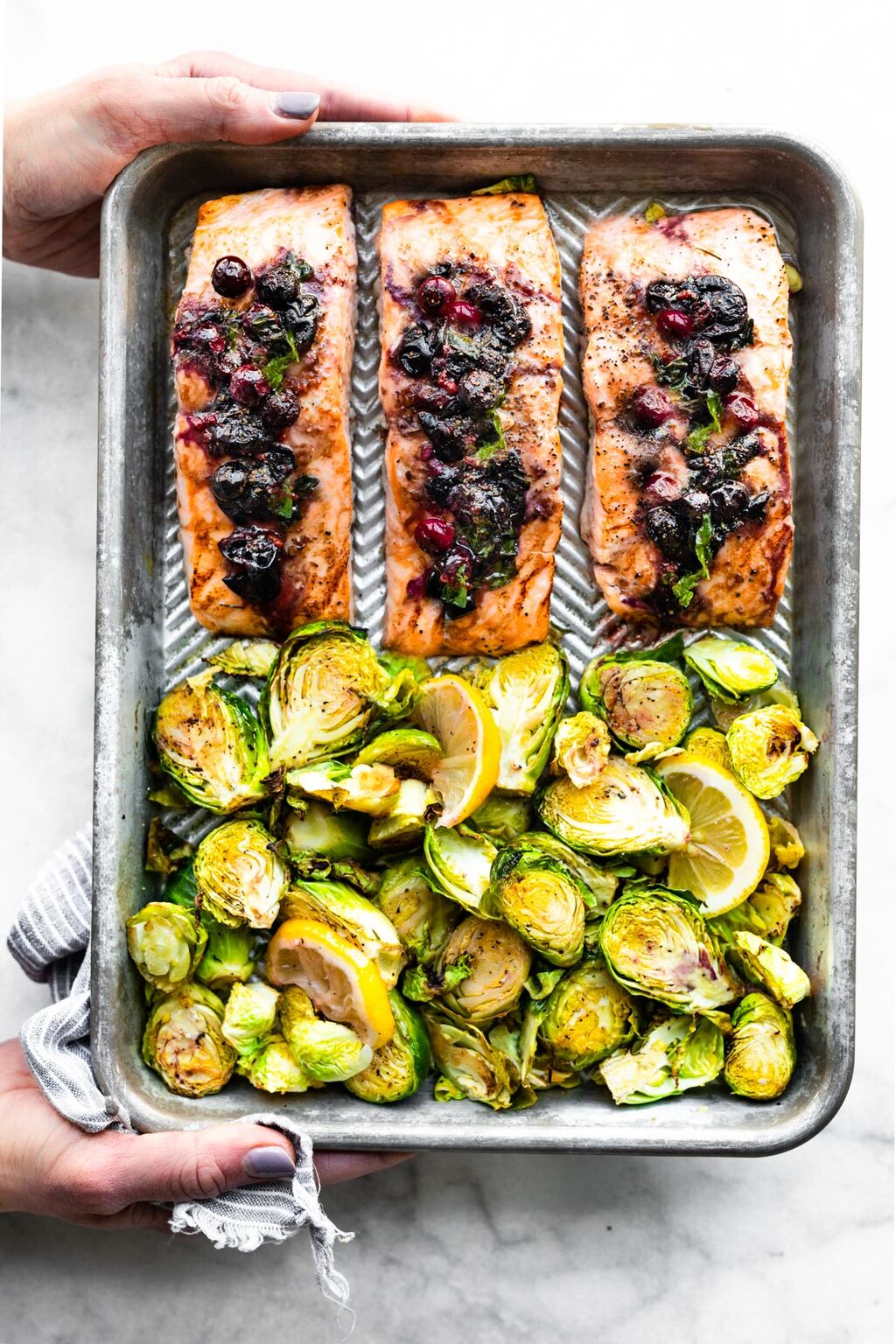 Blueberry Salmon (Sheet Pan Meal) 