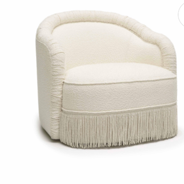 Cream fringe rolled arm chair