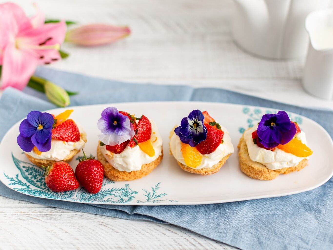 Buttermilk Scones with Pimms Marinated Strawberries