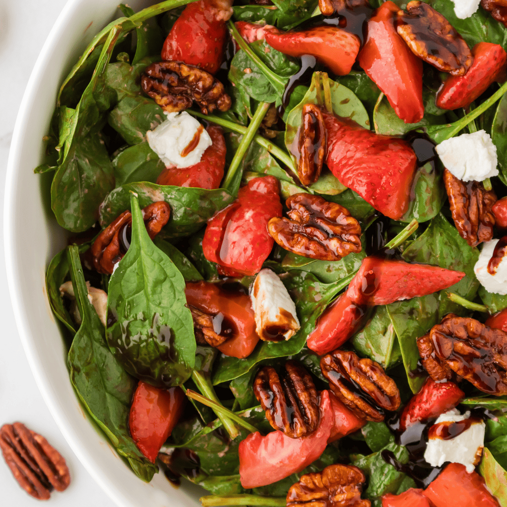 Air Fryer Spinach Strawberry Salad - Fork To Spoon