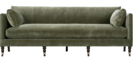 Green velvet sofa