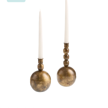 Brass orb candleholders 