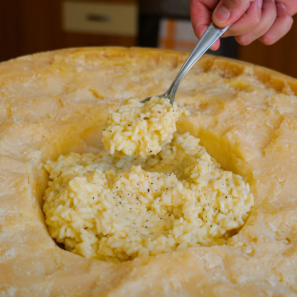 Cheese Wheel Risotto Alfredo