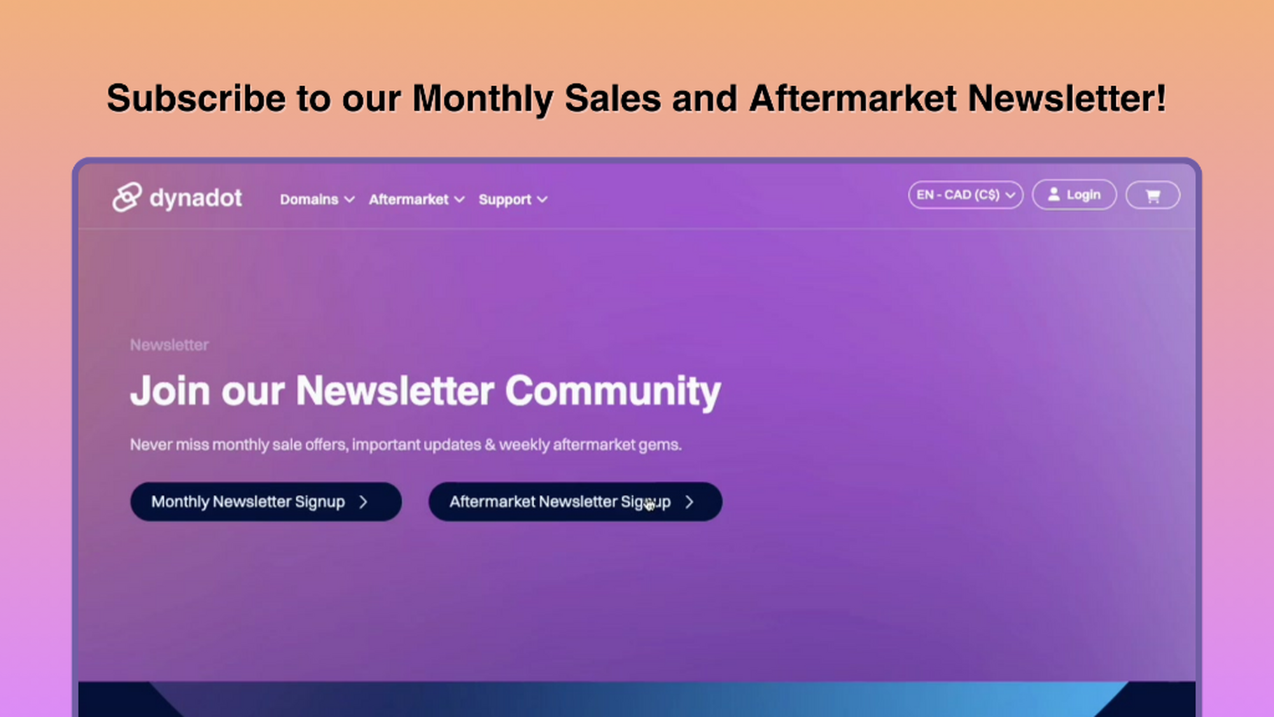 Subscribe to our Sales + Aftermarket Newsletter