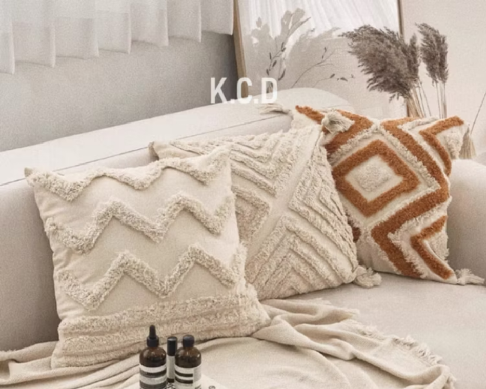 Woven Tufted Throw Pillow Covers