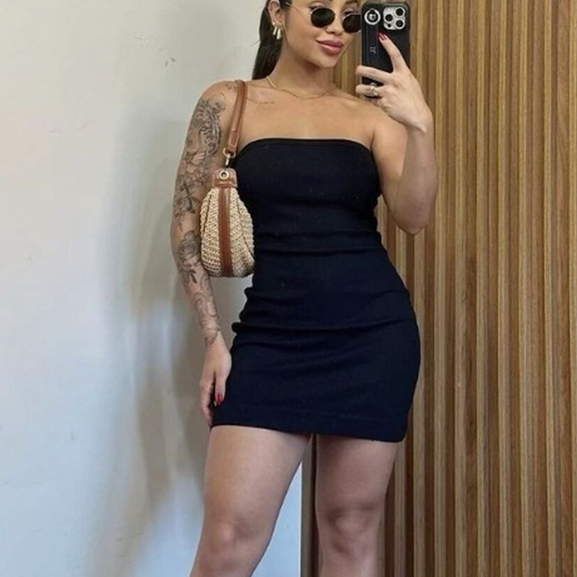 Vestido tubinho curto tomara que caia 👗