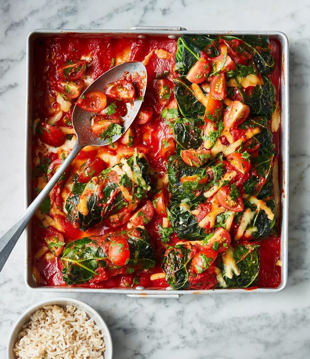 Cabbage 'Enchiladas' with Chicken & Beans