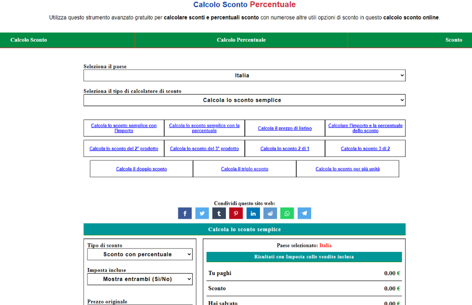 Calcolo Sconto Percentuale