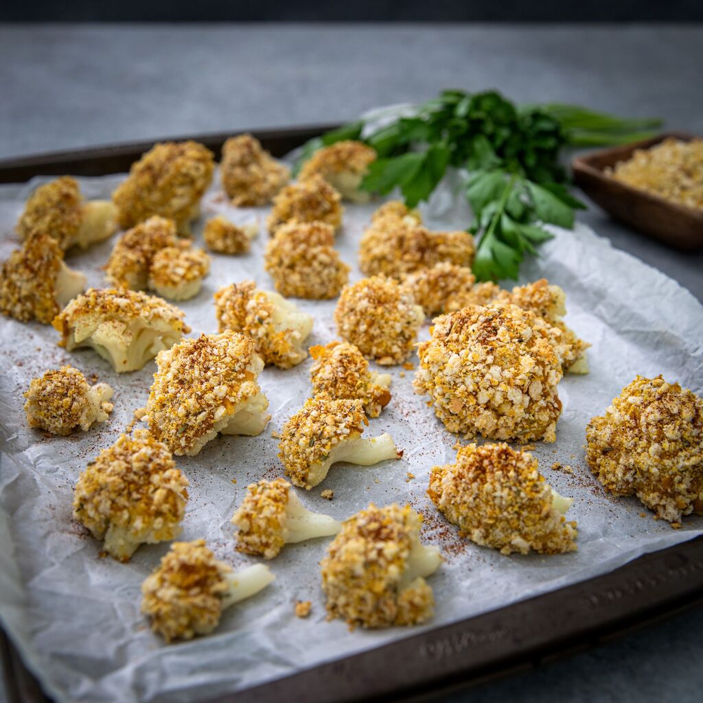 Sweet & Spicy Low Carb Crusted Cauliflower Bites (Easy Recipe)