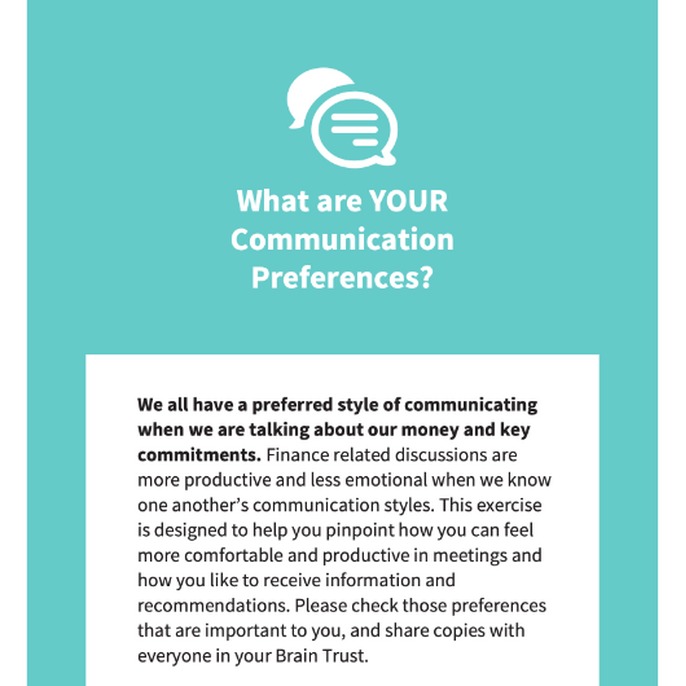 Communication Preference Worksheet