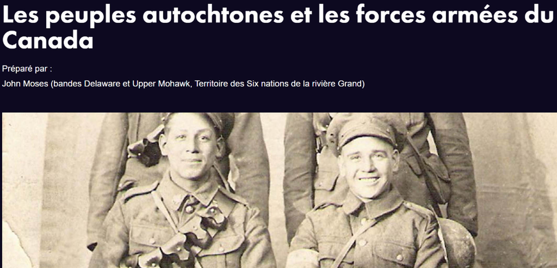 Les peuples autochtones et les forces arm&eacute;es du Canada 