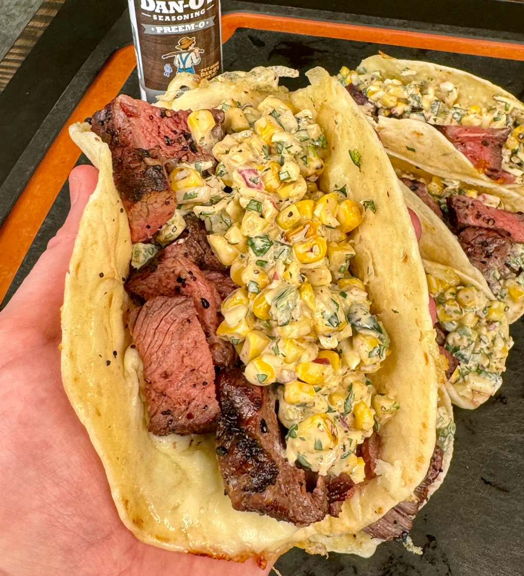 Grilled Steak Elote Tacos