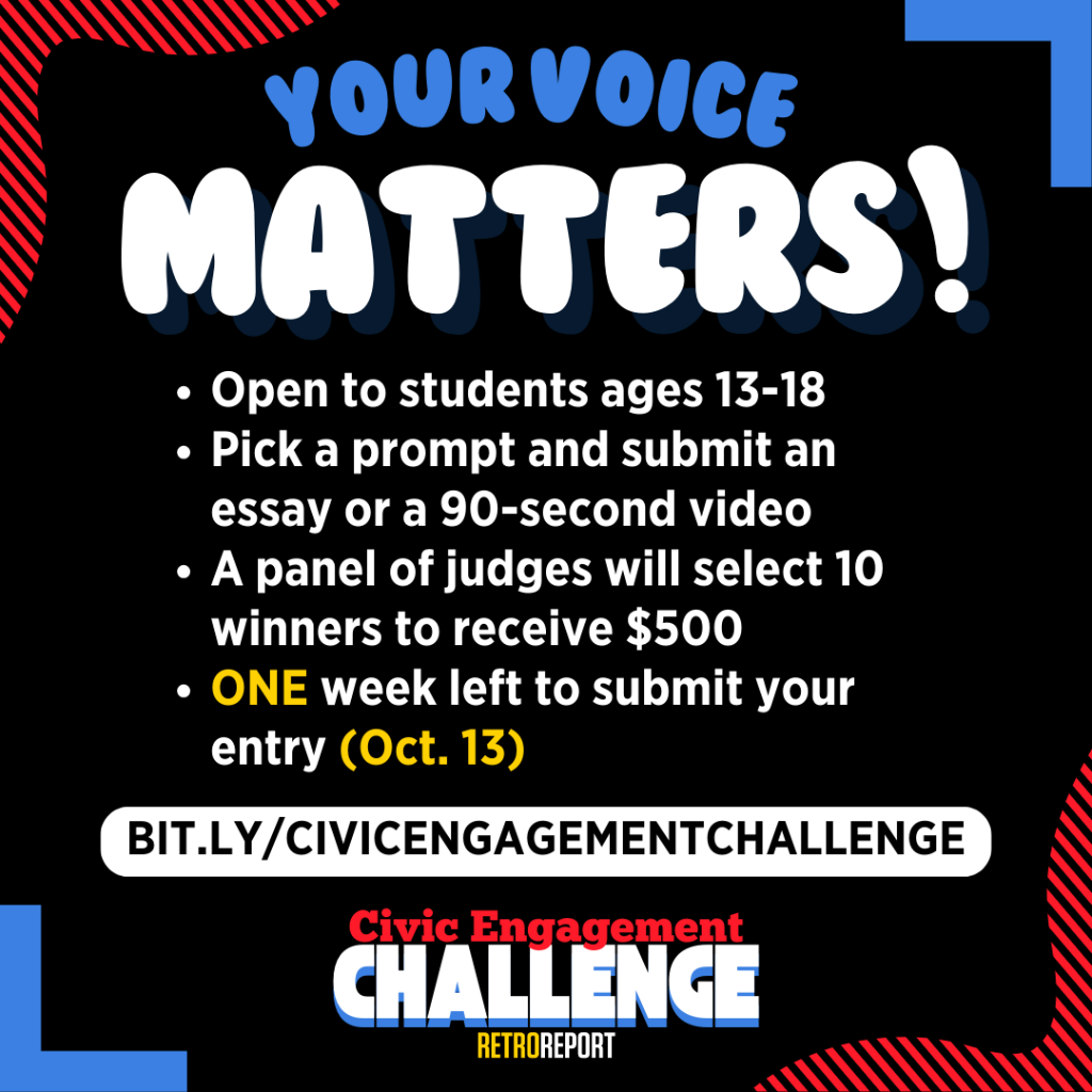 Enter Retro Report's Civic Engagement Challenge by Oct. 13