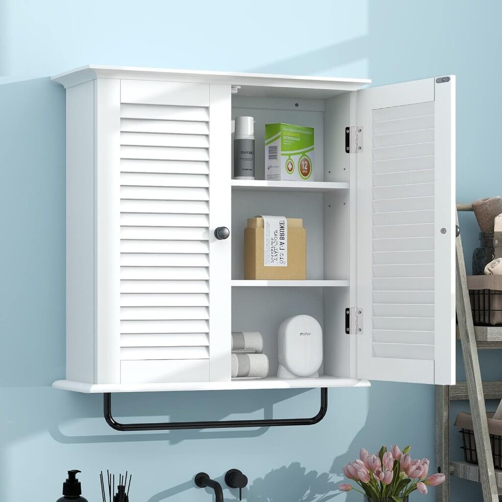 Hanging White Bathroom Cabinet