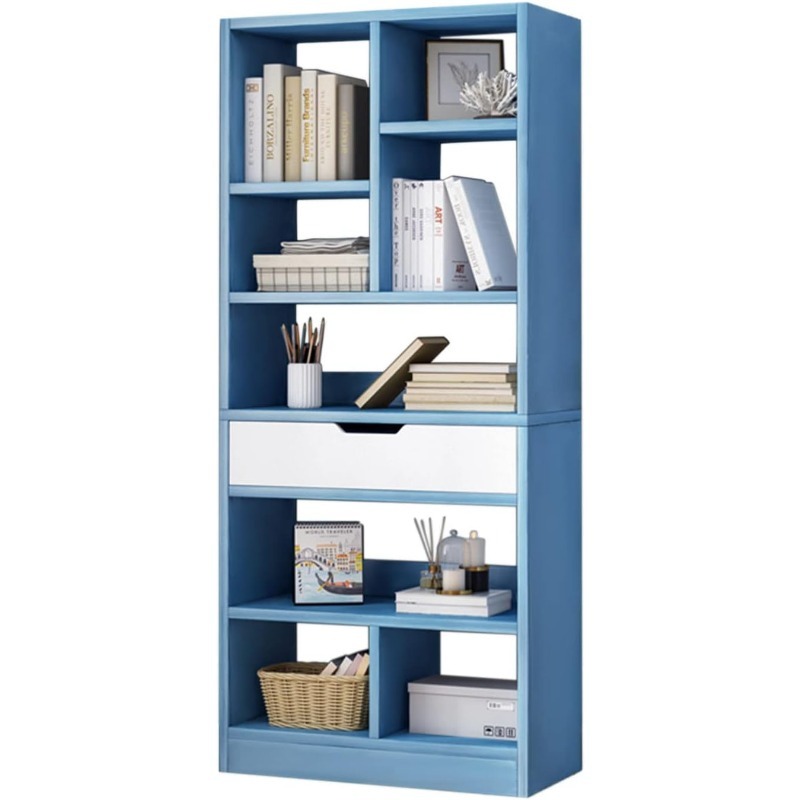 Shelf Unit with Drawer - Blue - 61"