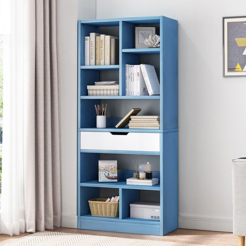Shelf Unit with Drawer - Blue - 61"