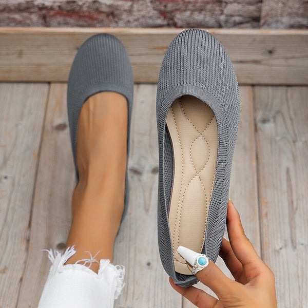 Woven Knit Flats - Gray