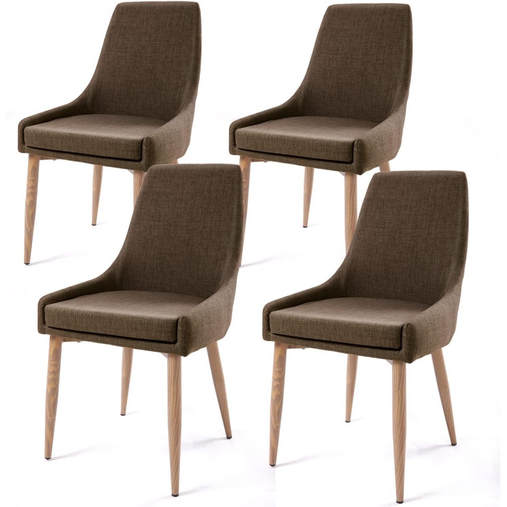Set of 4 Dining Chairs - Brown