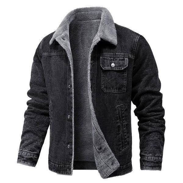 Men's Lined Denim Jacket - Black