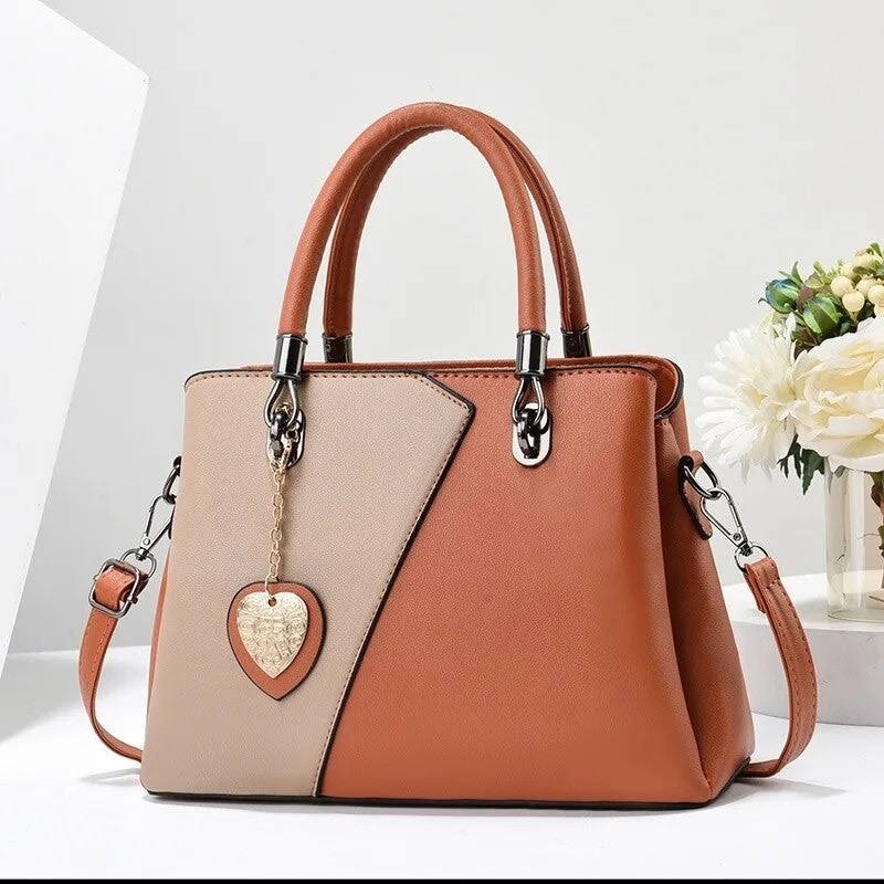 Dual Tone Handbag - Brown/Tan