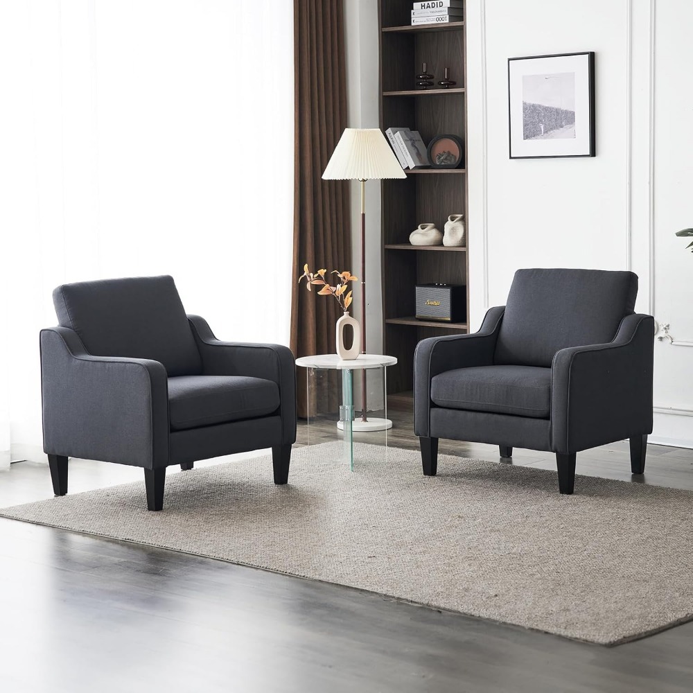 Set of 2 Modern Gray Accent Chairs
