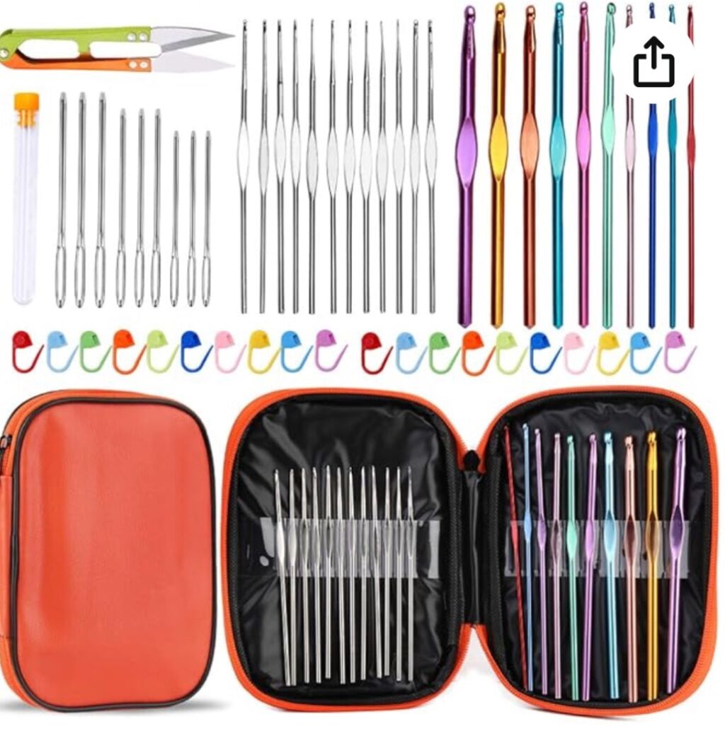 Crochet hook set with several micro hooks for bead crochet (affiliate link)