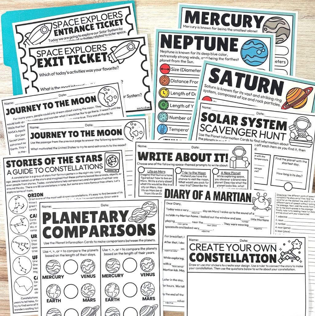 Emergency Sub Plans | Space Theme | 4th & 5th Grade | Substitute Lesson Plans