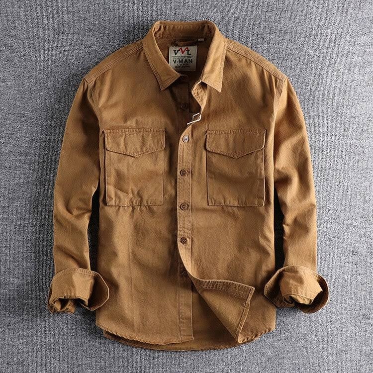 Cotton Cargo Shirt - Dark Khaki