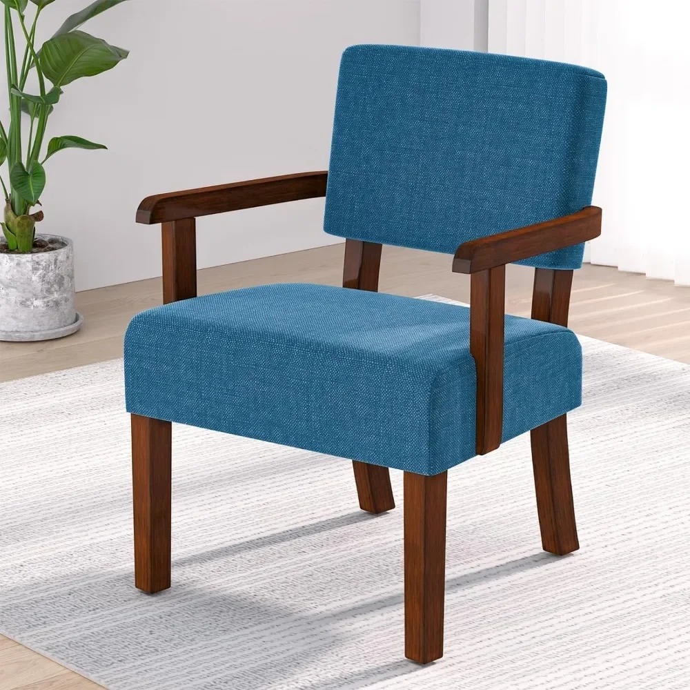 Blue Wood Framed Accent Chair