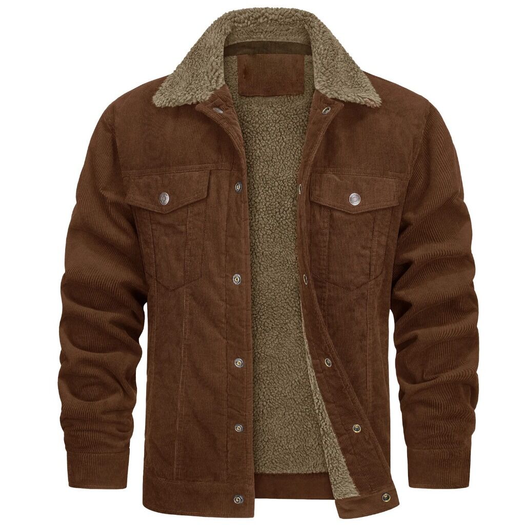 Men's Lined Corduroy Jacket - Brown