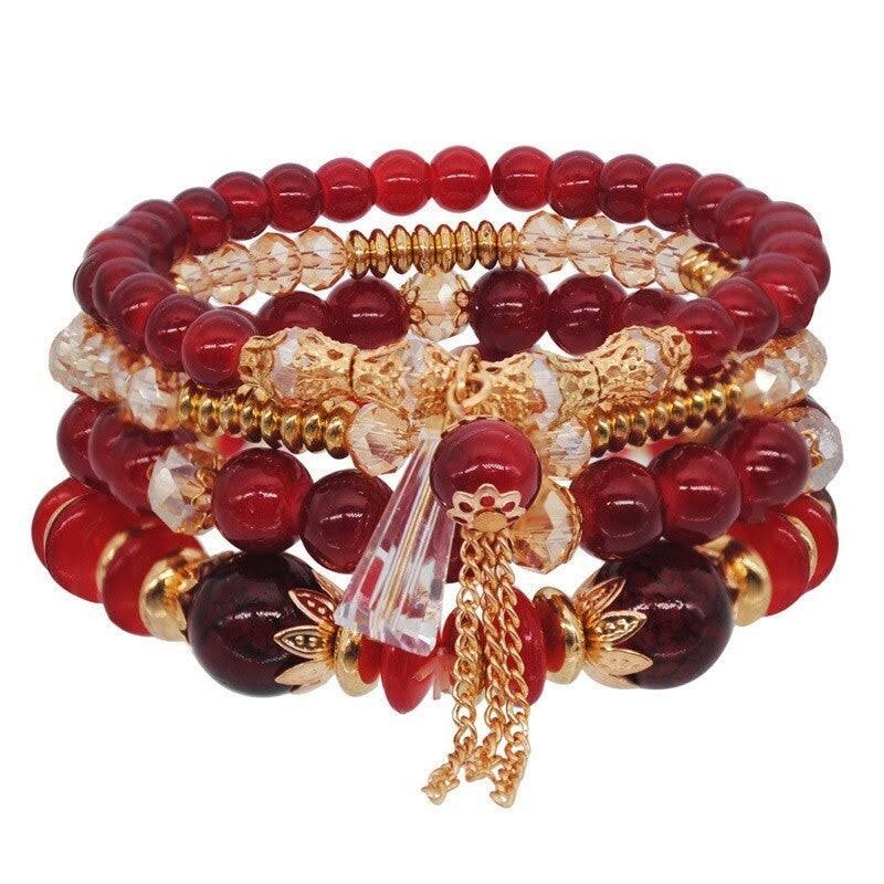 Red Bohemian Bracelet Set