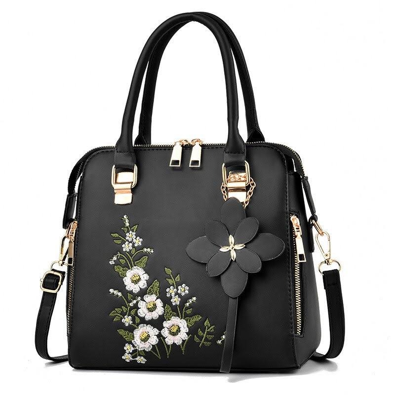 Embroidered Purse in Black