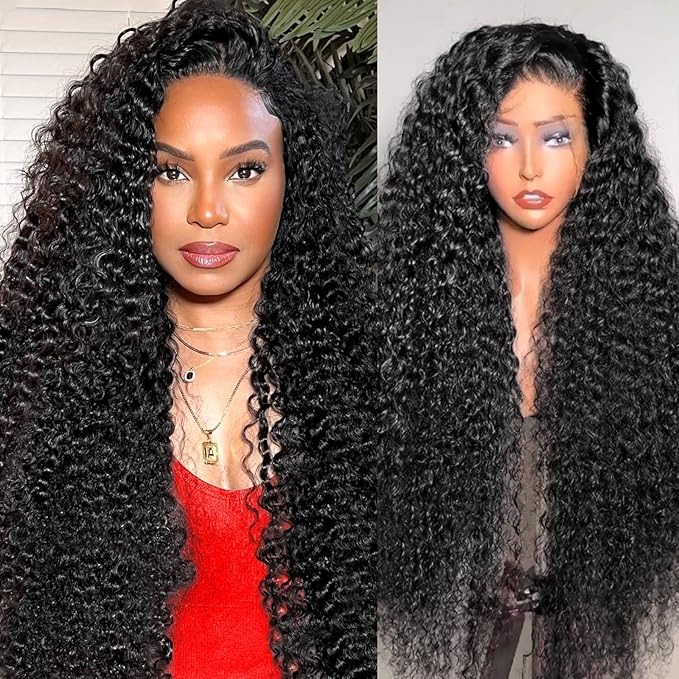 24" Curly Water Wave Lace Front 100% Human Hair Wig