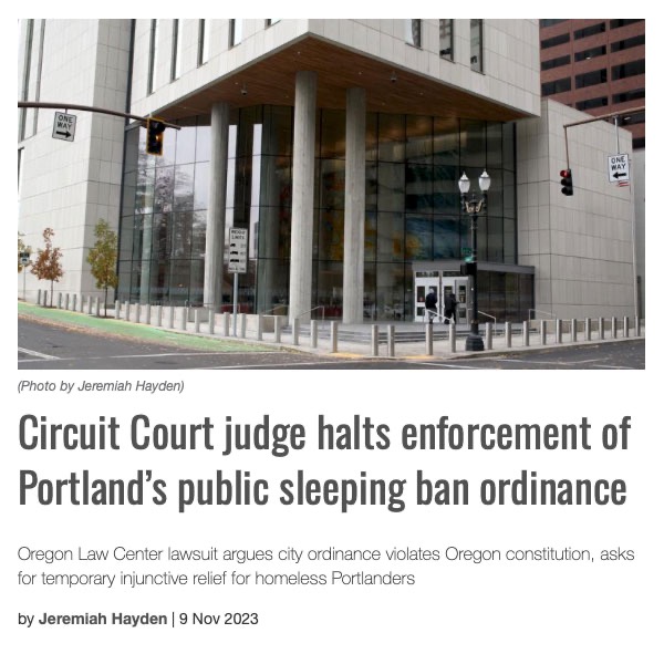 Circuit Court judge halts enforcement of Portland&rsquo;s public sleeping ban ordinance 
