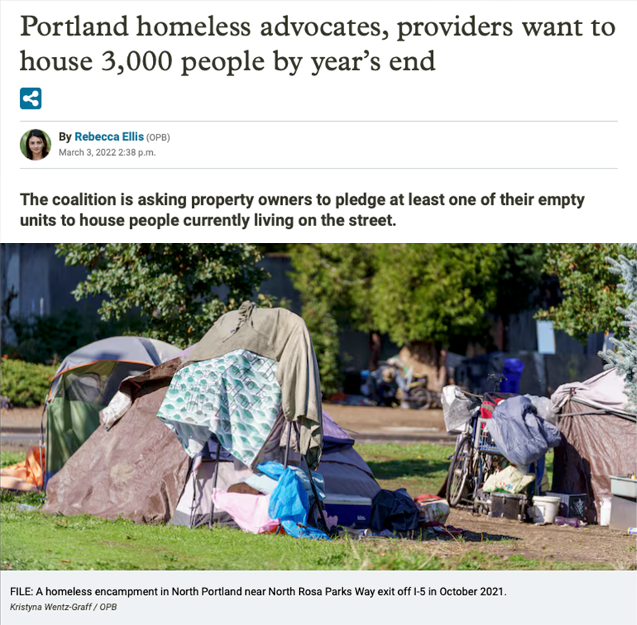 Portland homeless advocates, providers want to house 3,000 people by year&rsquo;s end