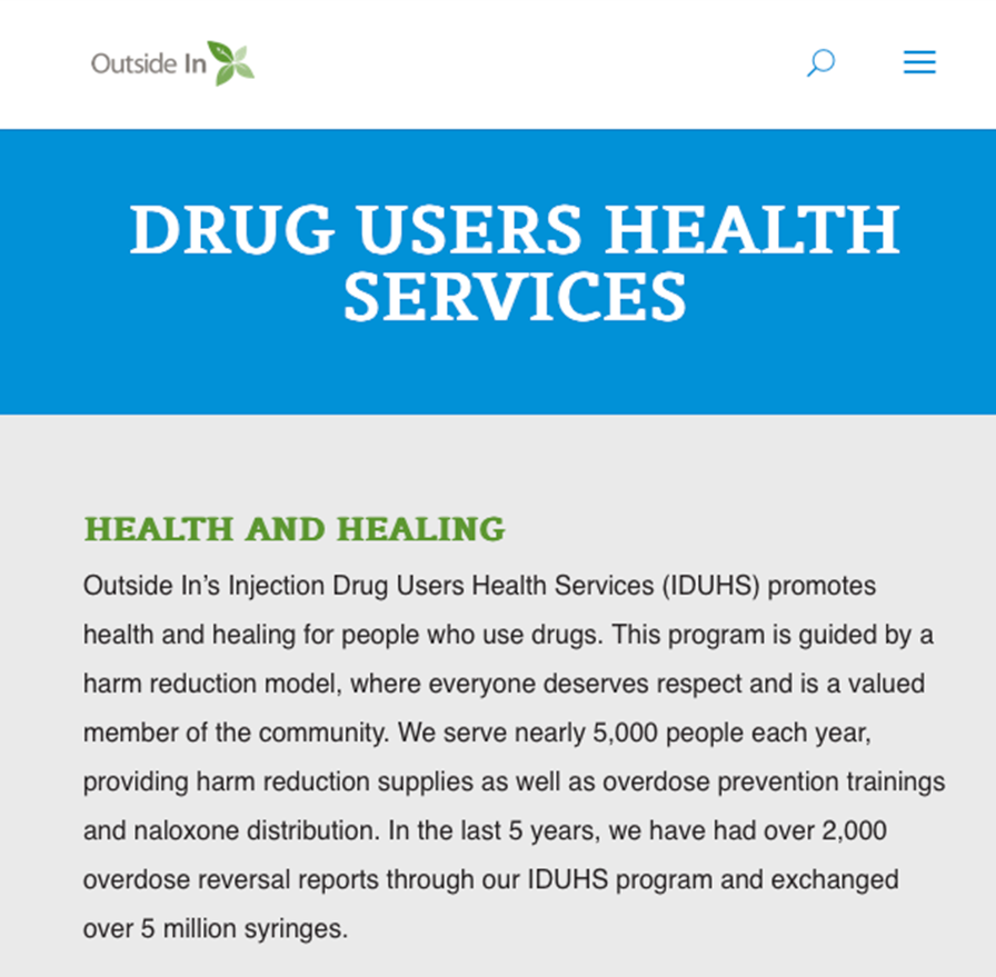 Outside In: DRUG USERS HEALTH SERVICES