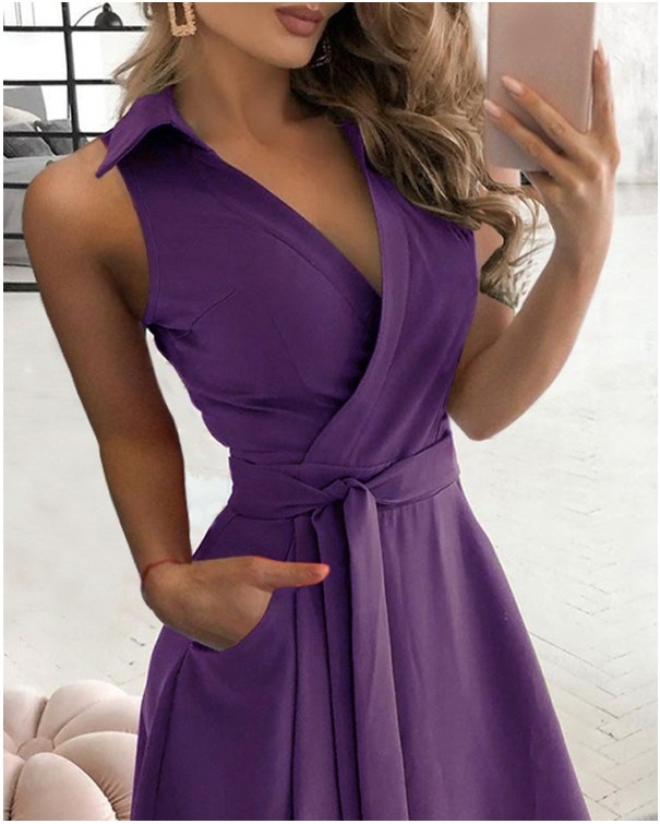 Tie Off Dress - Purple in Sizes 6 to 12