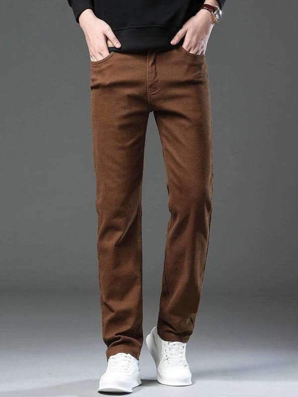 Cotton Stretch Regular Fit Men's Pants - Brown