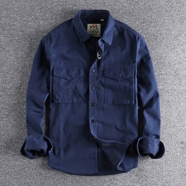 Cotton Cargo Shirt - Navy