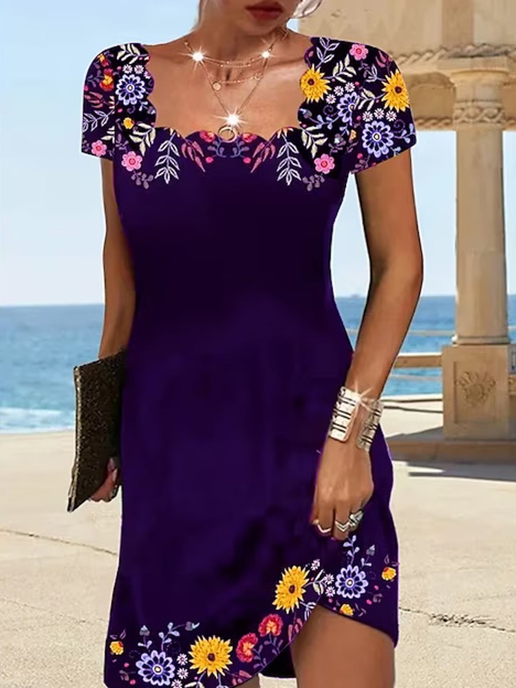 Embroidered Dress - Purple
