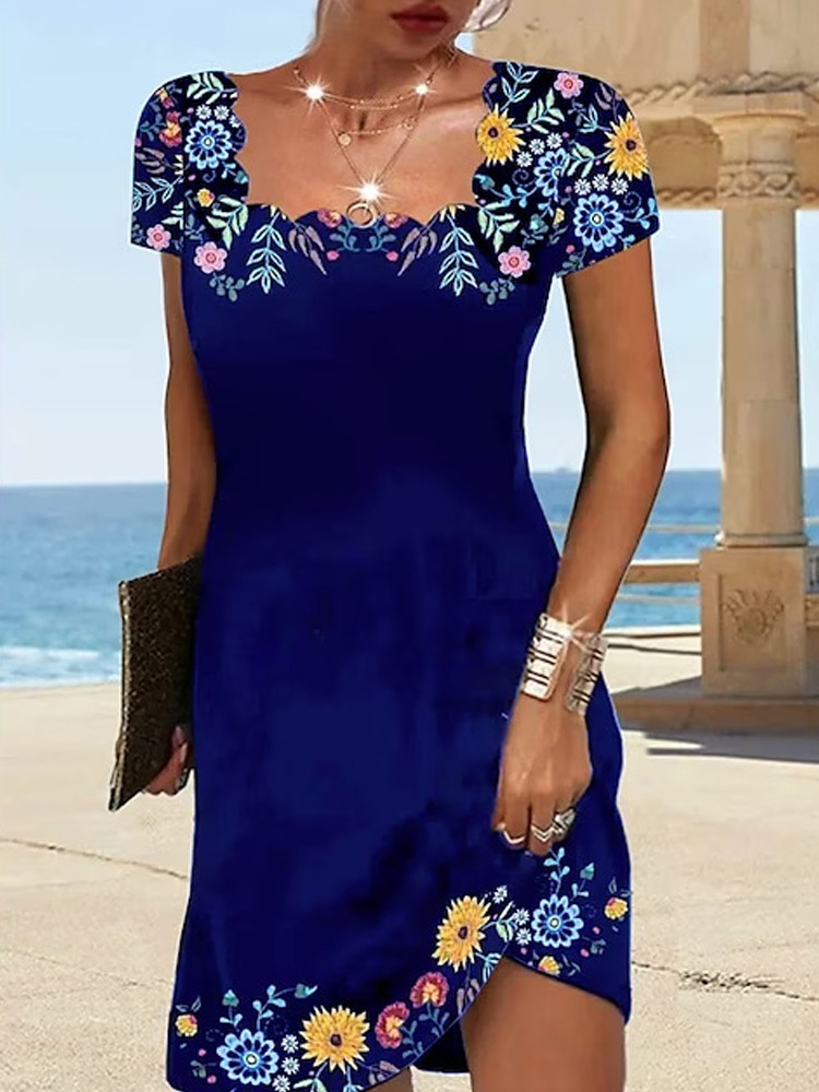 Embroidered Dress - Blue