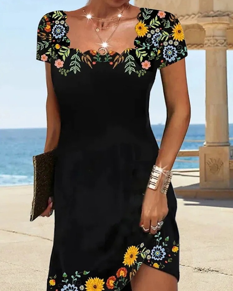 Embroidered Dress - Black