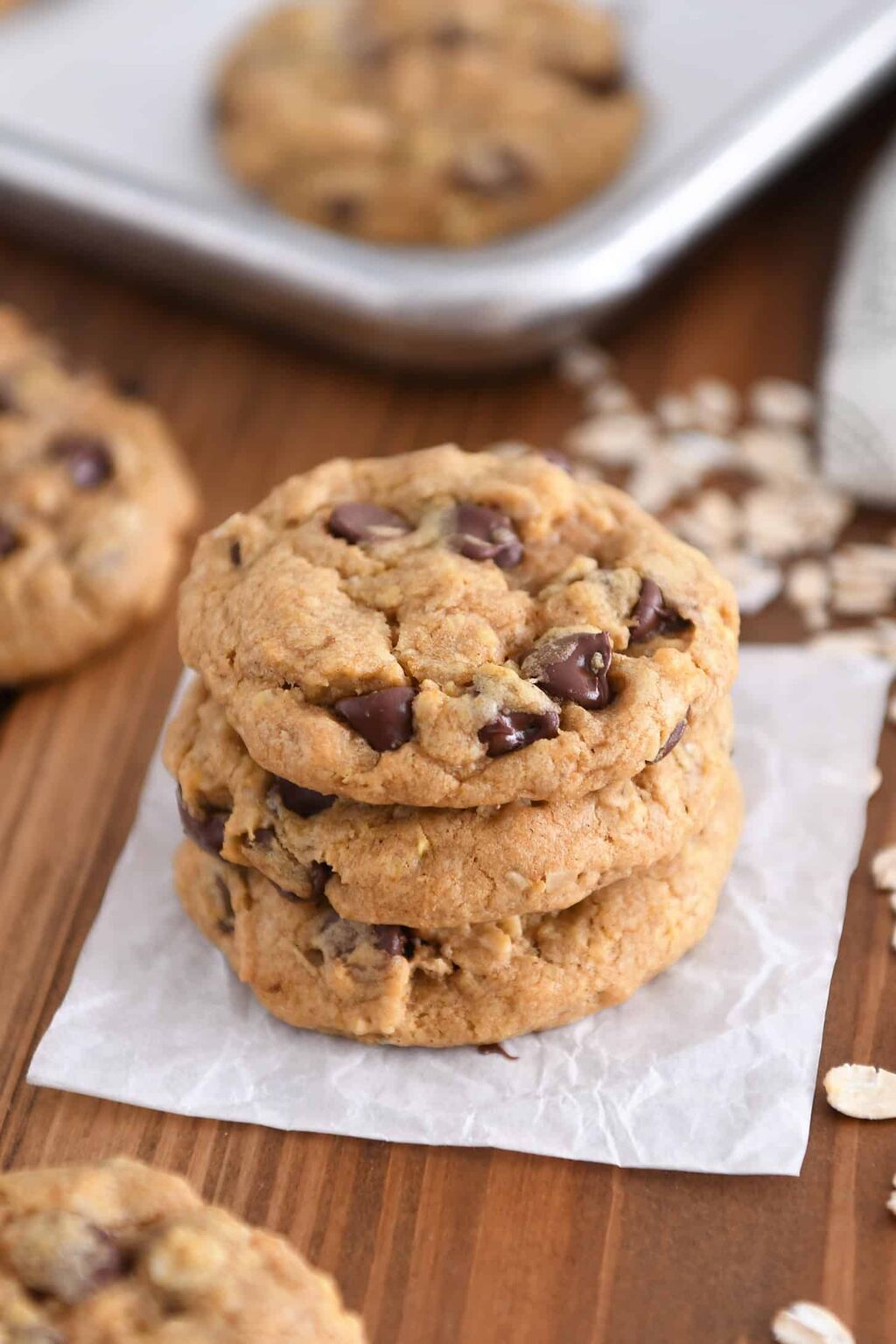Soft and Chewy Brown Butter Pumpkin Oatmeal Chocolate Chip Cookies