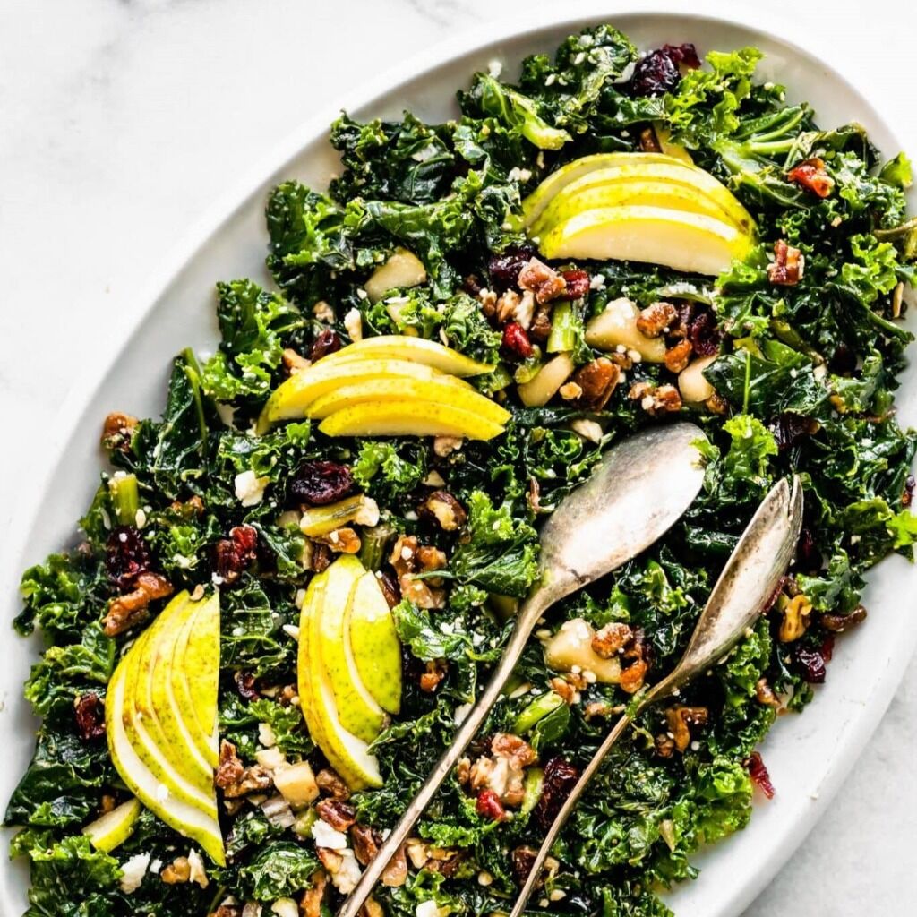 Kale & Pear Salad with Goat Cheese