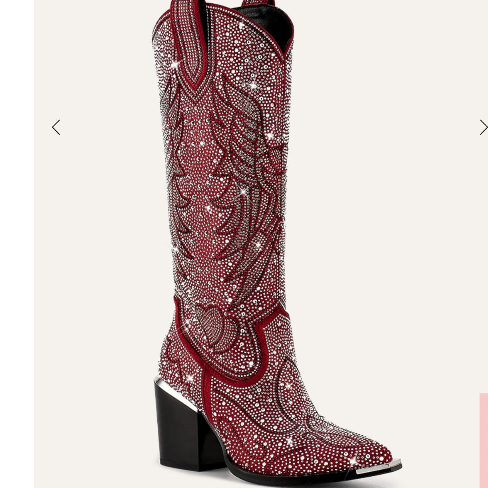 RED BEDAZZLED COWGIRL BOOTS