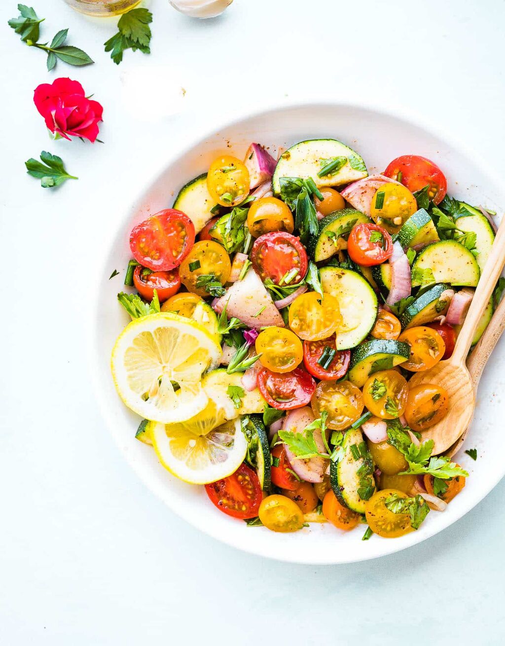 Three Herb Tomato Zucchini Salad