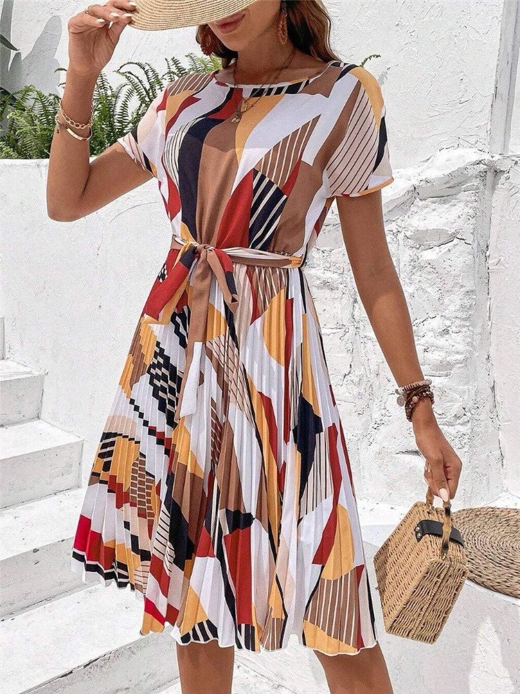 Geometric Dress - White